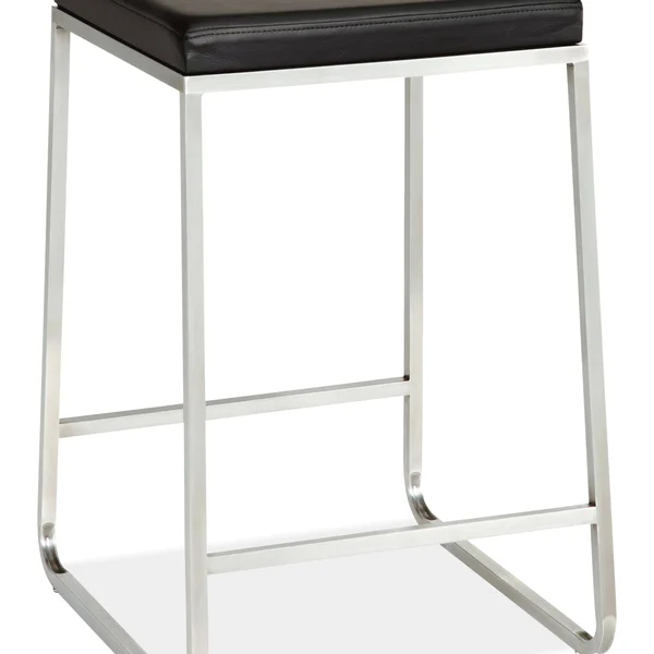 Room & Board, Modern Collins Counter Stool in Pistel Leather in Grey w/ Onyx Gloss Frame