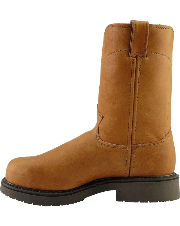 Justin Men's Cargo Brown Pull-On Work Boots - Steel Toe