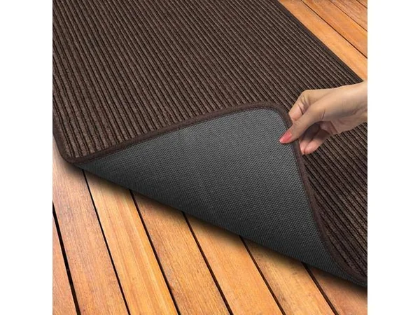 Indoor/Outdoor Double-Ribbed Carpet Runner with Skid-Resistant Rubber Backing - Bittersweet Brown - 4' x 25'