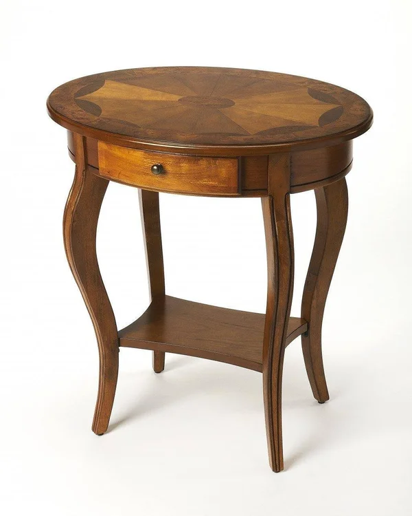 HomeRoots Living Room Jeanette Olive Ash Burl Oval Accent Table