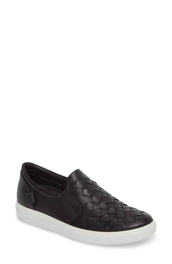 Ecco Women's Soft 7 Woven Slip on in Black 36