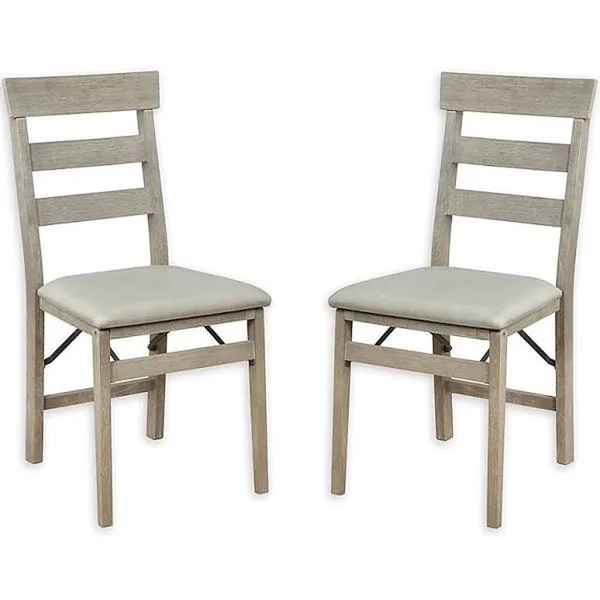 Ladder Back Wooden Folding Chair in Grey Wash - Each