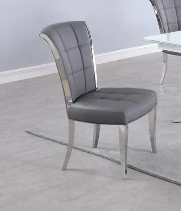 Chintaly IRIS-SC-GRY Contemporary Tufted Side Chair in Gray