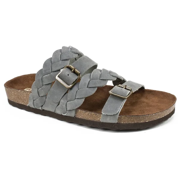 White Mountain Women's Holland Slide, Light Blue Leather