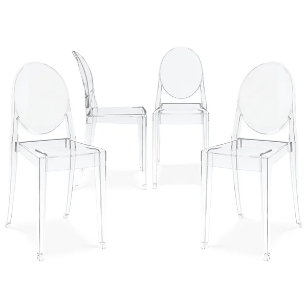 Set of 4, Victoria Ghost Side Chair, Clear