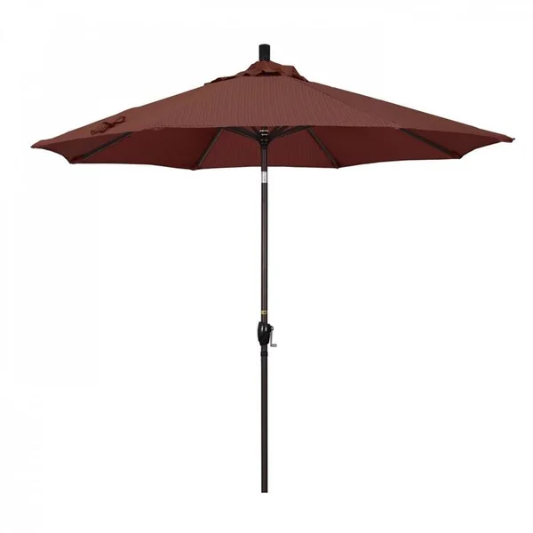 California Umbrella Pacific Trail Series 9' Patio Umbrella with Bronze Aluminum Pole and Ribs Push Button Tilt Crank Lift and Ol