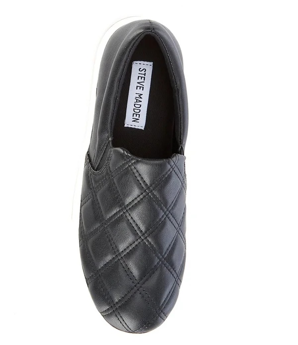 Steve Madden Women's Coulter Quilted Slip-On Sneakers - Black Quilted