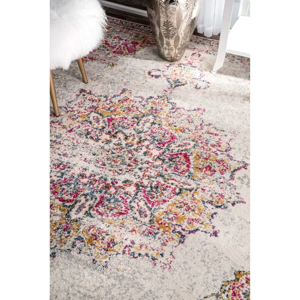 nuLOOM Leola Vintage Medallion Blue 4& x 6& Area Rug