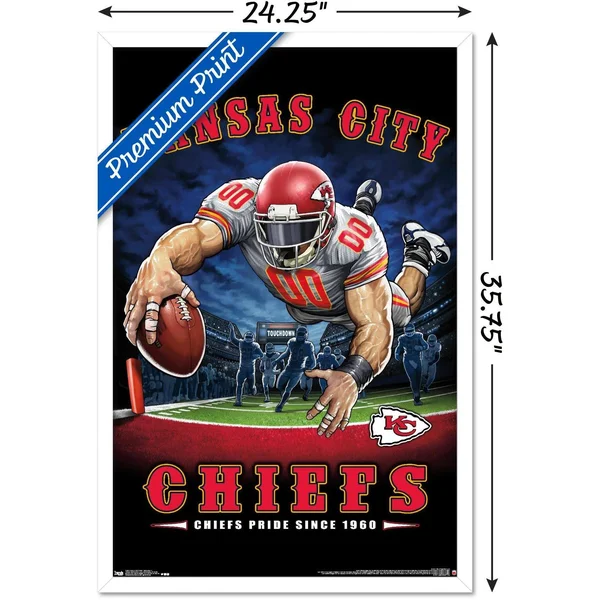 Trends International NFL Kansas City Chiefs - End Zone 17 Framed Wall Poster Prints White Framed Version 22.375x22 x 34x22