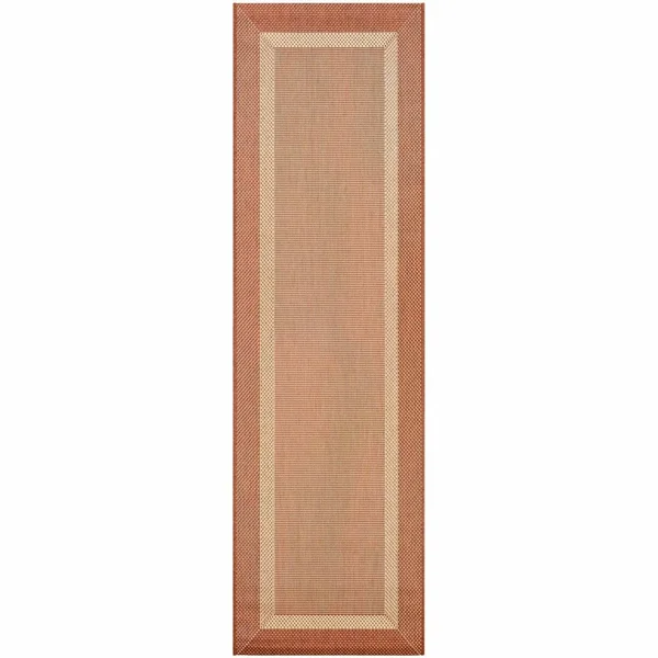Pergola Channel Natural-Terracotta Indoor/Outdoor Runner Rug - 2&3x22 x 7&10x22 Runner