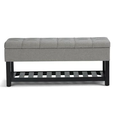 Reidar Upholstered Flip Top Storage Bench Charlton Home Upholstery Color: Dove Gray - Upholstery Material: Linen Look Fabric