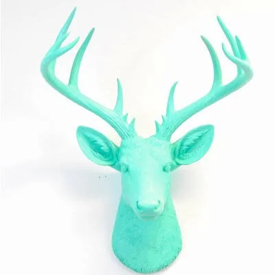 Large Deer Head Faux Taxidermy Wall D閏or Color: Aqua