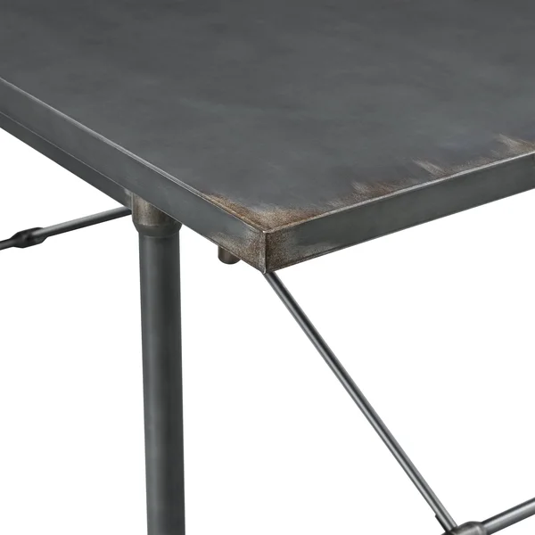 Delacora Hm-Ds-D066 60 inch Wide Metal Dining Table - Hand Distressed - Size: 60.0\, Gray
