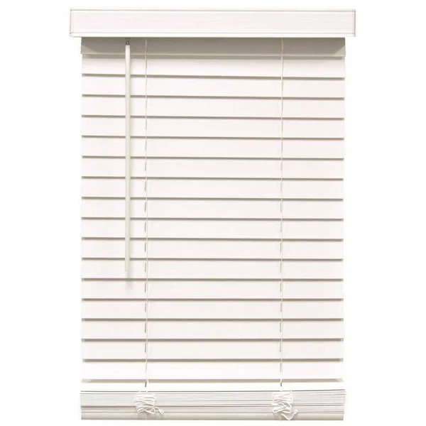 Designer's Touch 10793478411108 White Cordless Room Darkening 2 in. Faux Wood Blind for Window - 35 in. W x 60 in. L