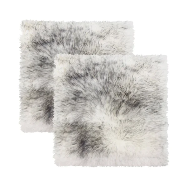 New Zealand Sheepskin Chair Seat Pad - Set of 2 - 17x22 x 17x22 - Gradient Grey