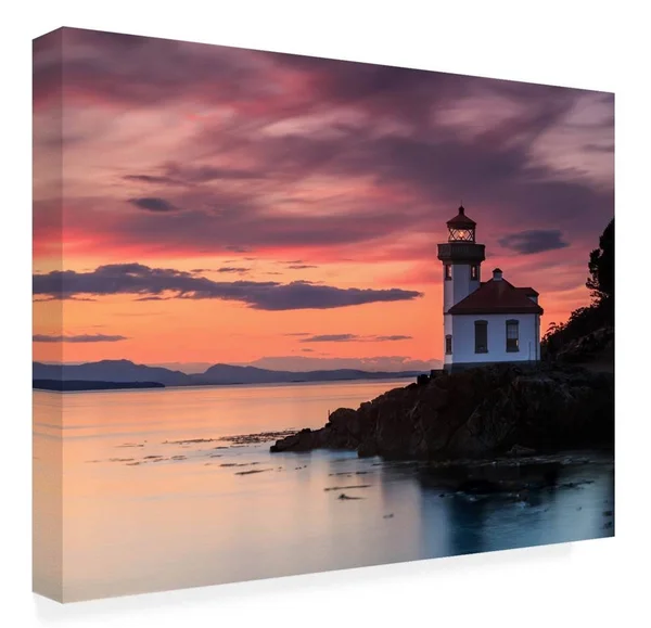 Trademark Art Orange Sunset at Lime Kiln Lighthouse' Canvas Art