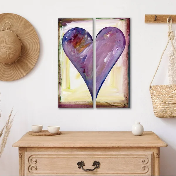 Ready2HangArt Zane Heartwork Lilly 2 Piece Painting Print on Canvas Set - 30x22 H x 24x22 W x 1.5x22 D