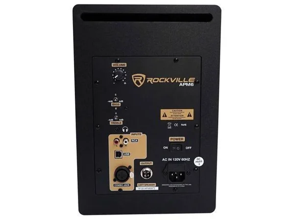 Rockville APM6W 6.5x22 2-Way 350W Active/Powered USB Studio Monitor Speakers Pair