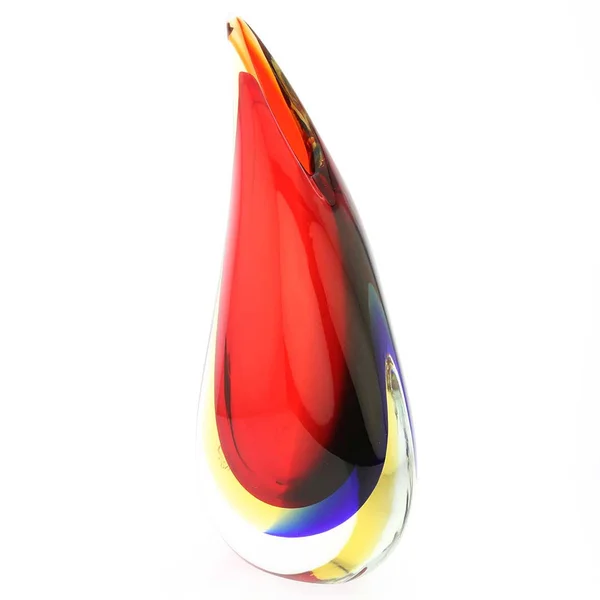 Murano Glass Sommerso Wave Vase - Red Blue Amber