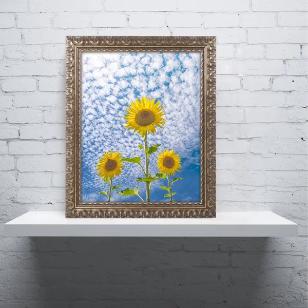Trademark Art Michael Blanchette Sunflower Triad Ornate Framed Art
