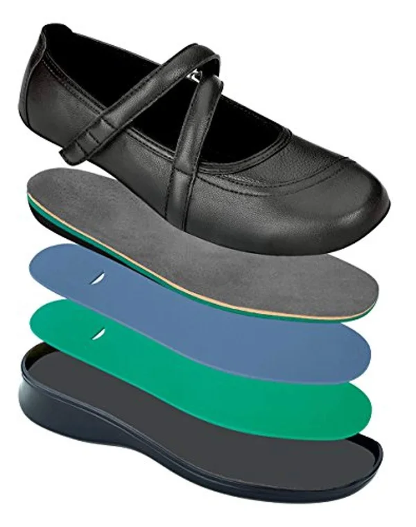 OrthoFeet Women's Celina Mary Jane - Black 9 Extra Wide