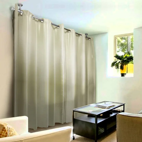 InStyleDesign Pita 1 inch Diameter Ceiling Curtain Rod/ Room Divider, Size: 160 to 240 Inches, Silver