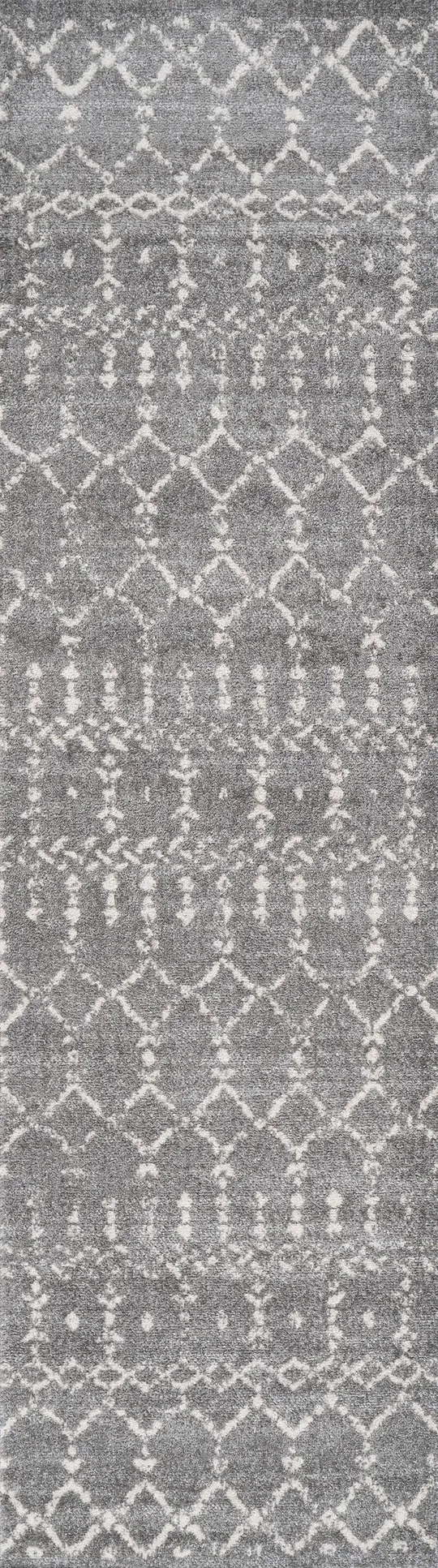 Jonathan Y Moroccan Hype Boho Vintage Diamond Gray/Ivory 2 ft. x 10 ft. Runner Rug