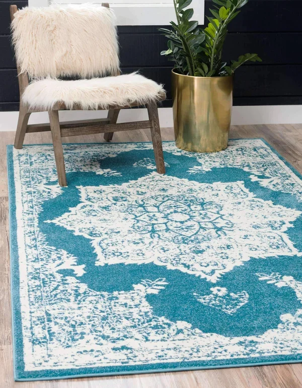Unique Loom Canal Rosso Rug - Blue (4& 0 x 6& 0)