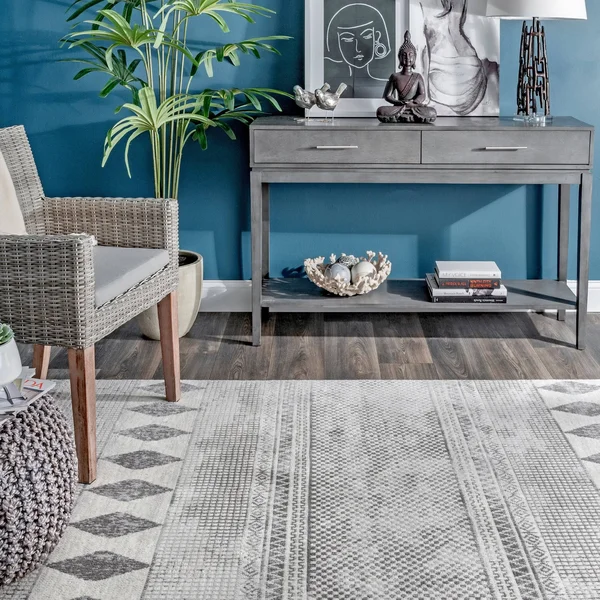 nuLOOM Mosaic Tribal Stripes Solid Area Rug - 8& x 10& - Gray
