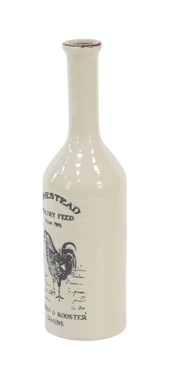 Set of 3 Farmhouse Ceramic Bud 20 x 7 inch Vases - White