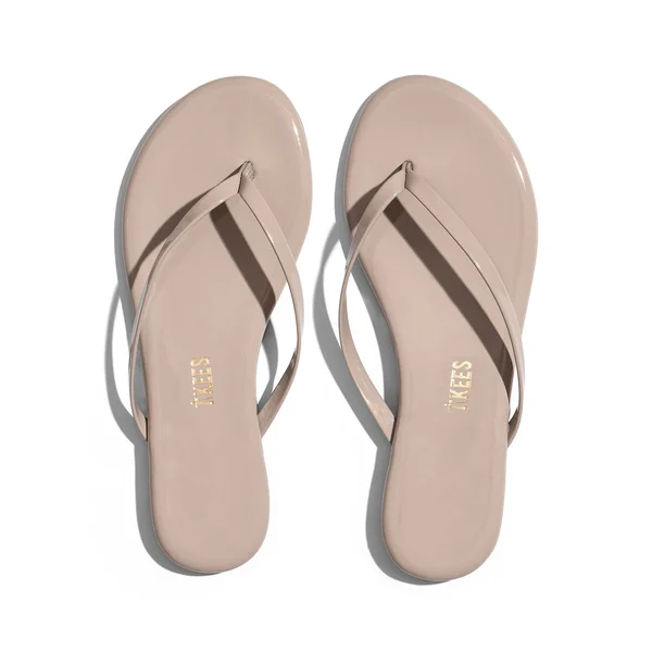 Glosses, Women's Leather Flip Flops & Sandals, TKEES Custard, 5