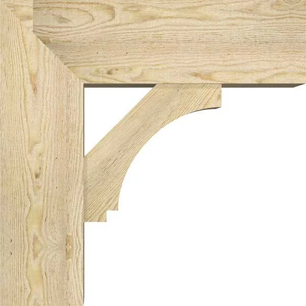 Ekena Millwork 1462870 8x22W x 22x22D x 22x22H Imperial Block Rough Sawn Bracket w/ Offset Brace, Douglas Fir