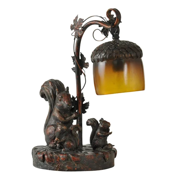Dark Bronze Table Lamp - Amber Glass Shade