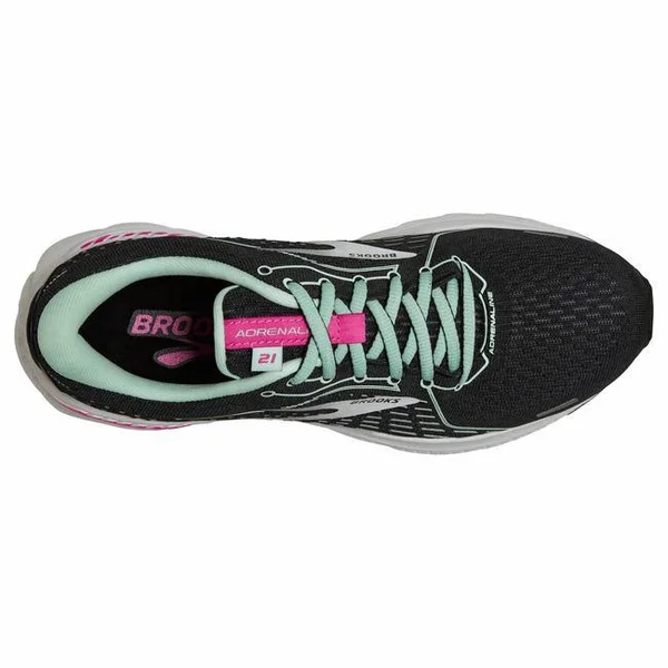 Brooks Women's Adrenaline GTS 21 Running Shoe, Black/Pink, 5.5, B