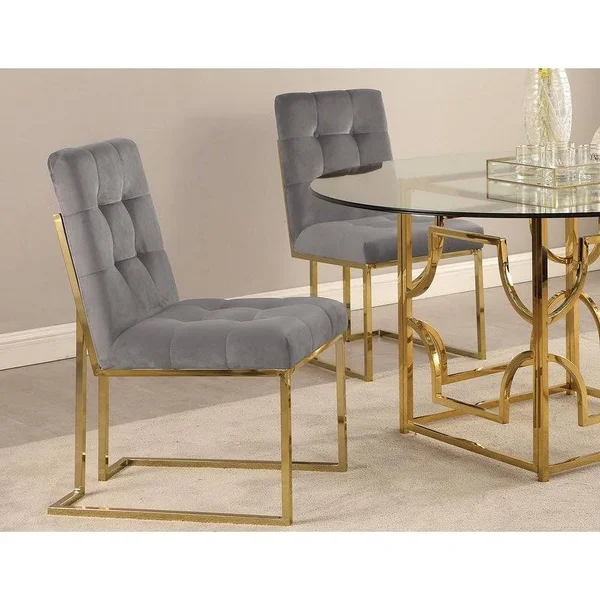 Silver Orchid Pagay Upholstered Dining Side Chairs (Set of 2) - Blue/ Silver