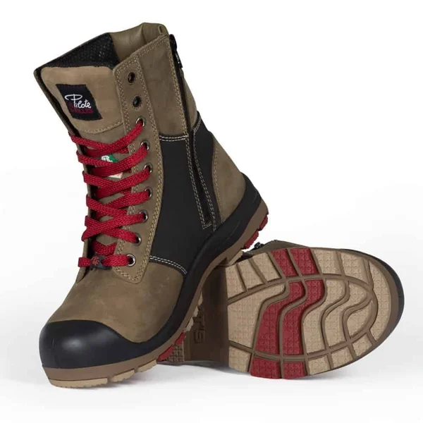 8x22 Steel Toe Work Boots for Women - with Zipper - PF368 (Choose Your Color: Pink, Choose Your Size: 12)