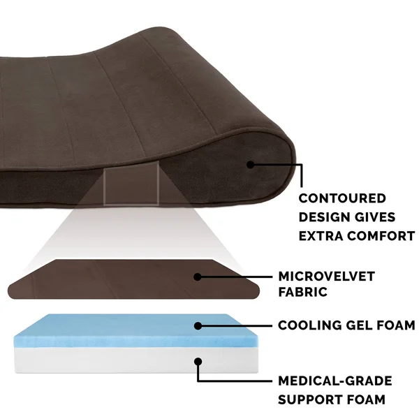 FurHaven Pet Bed, Cooling Gel Microvelvet Luxe Lounger Dog Bed - Giant - Espresso
