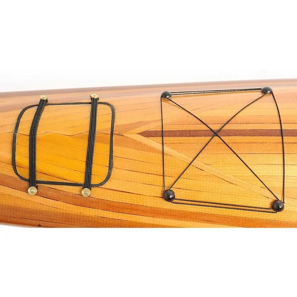Rich Cedar Kayak Model Sculpture - LxWxH : 42x5.5x5x22 - Wooden - LxWxH : 42x5.5x5x22