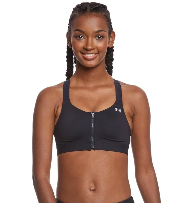 Under Armour Women's Eclipse High Impact Front Zip Sports Bra - Black, 36A