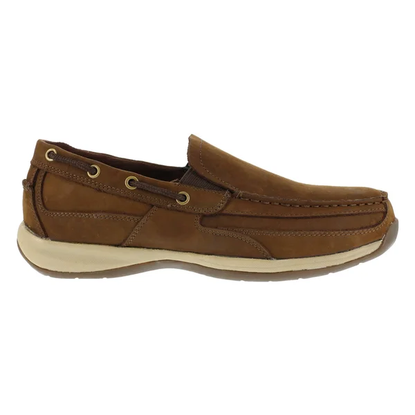 Rockport Works Sailing Club Slip on Boat Shoe Steel Toe - Men's Brown