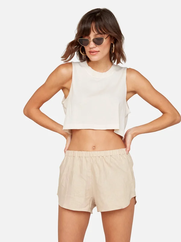 Organic Cotton Vintage Crop Tank Bone, XL