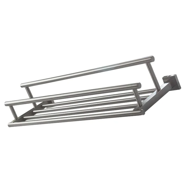 Premium Modern Double Hanging Quadruple Towel Bar Rack W Square Base 24 Inches Brushed Finish Stainless Steel