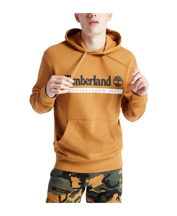 Timberland Men's Essential Established 1973 Hoodie - Wheat Boot-white