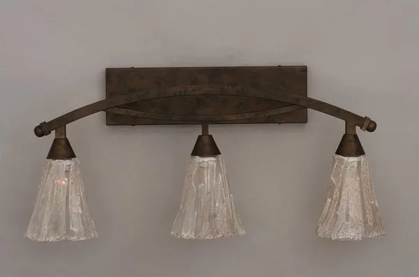Toltec Lighting-173-BRZ-729-Bow - Three Light Bath Bar Bronze Finish with Italian Ice Glass