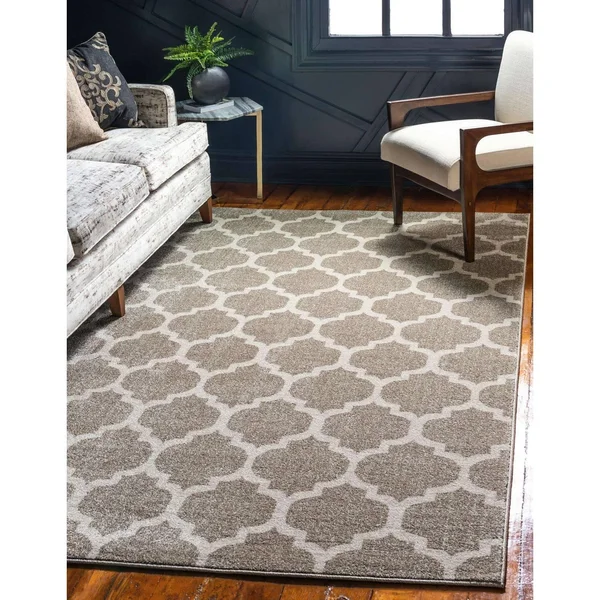 Unique Loom Philadelphia Trellis Area Rug Black 8& x 8& Round 8& Round Indoor Living Room, Bedroom, Dining Room