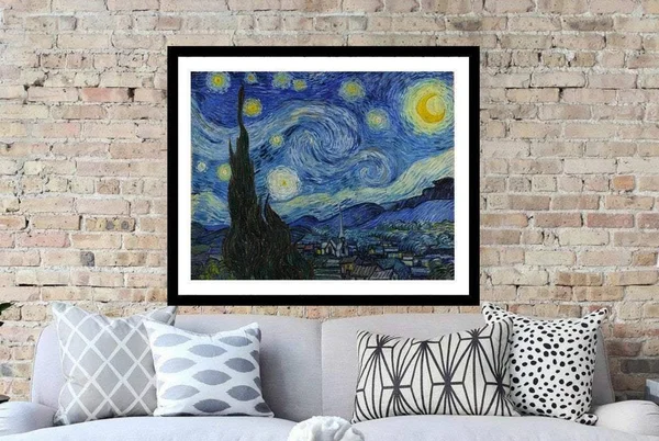 Van Gogh Starry Night Framed Wall Art Print 16x20 - Canvas Print