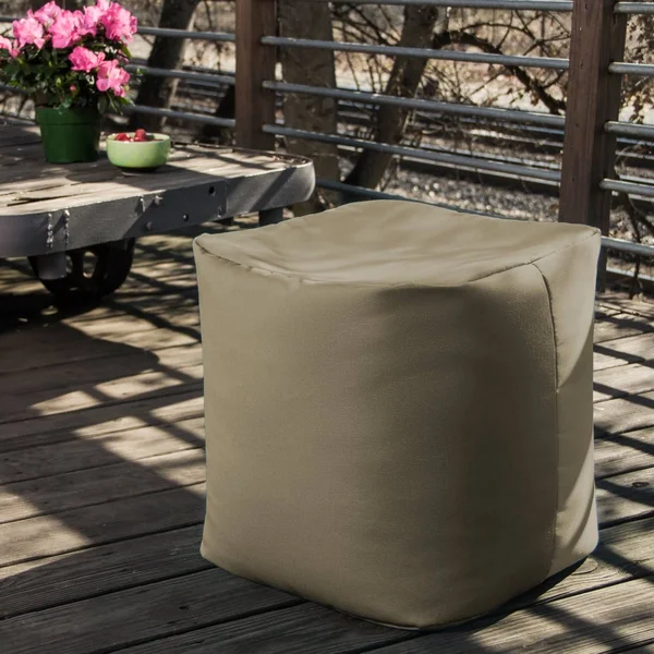 Jaxx Luckie Outdoor Pouf Ottoman - Taupe Striped