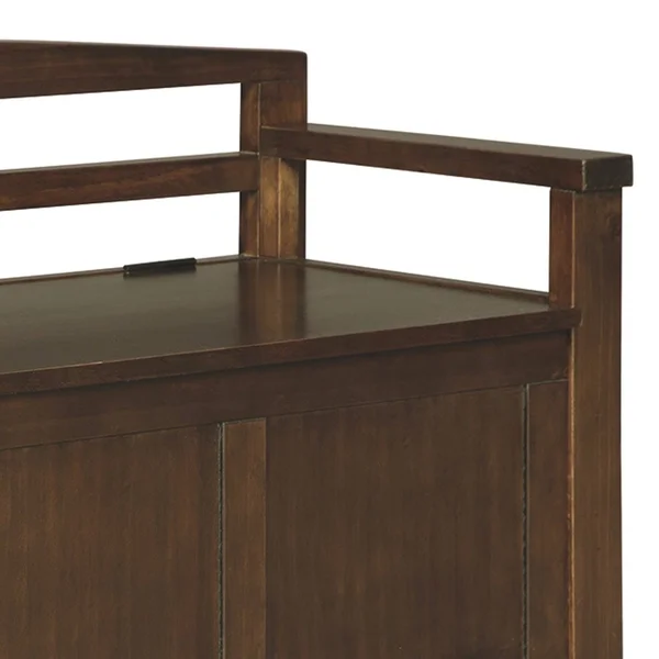Benzara Transitional Style Wooden Bench with Lift Top SEAT, Brown, 17 x 46 x 26.88 in