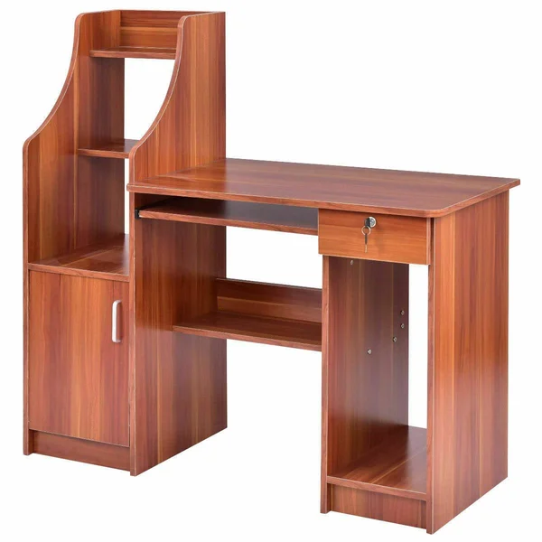 Costway Home Computer Study Workstation Desk with Bookshelf
