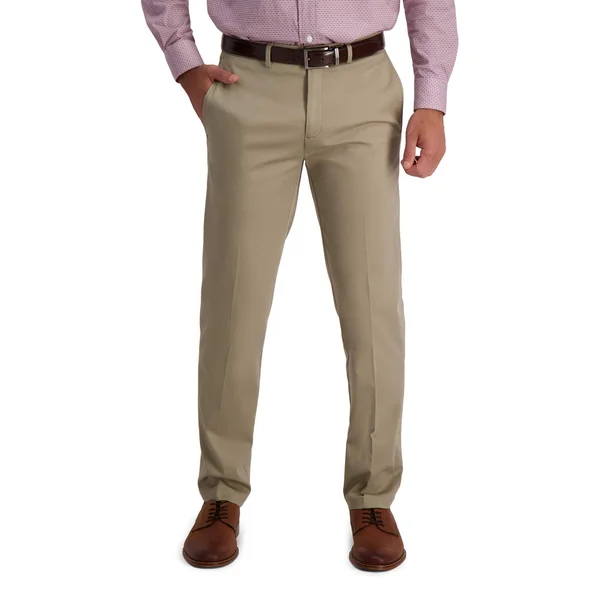 Haggar Men's Iron Free Premium Khaki Straight-Fit Flat-Front Pant - Med Khaki